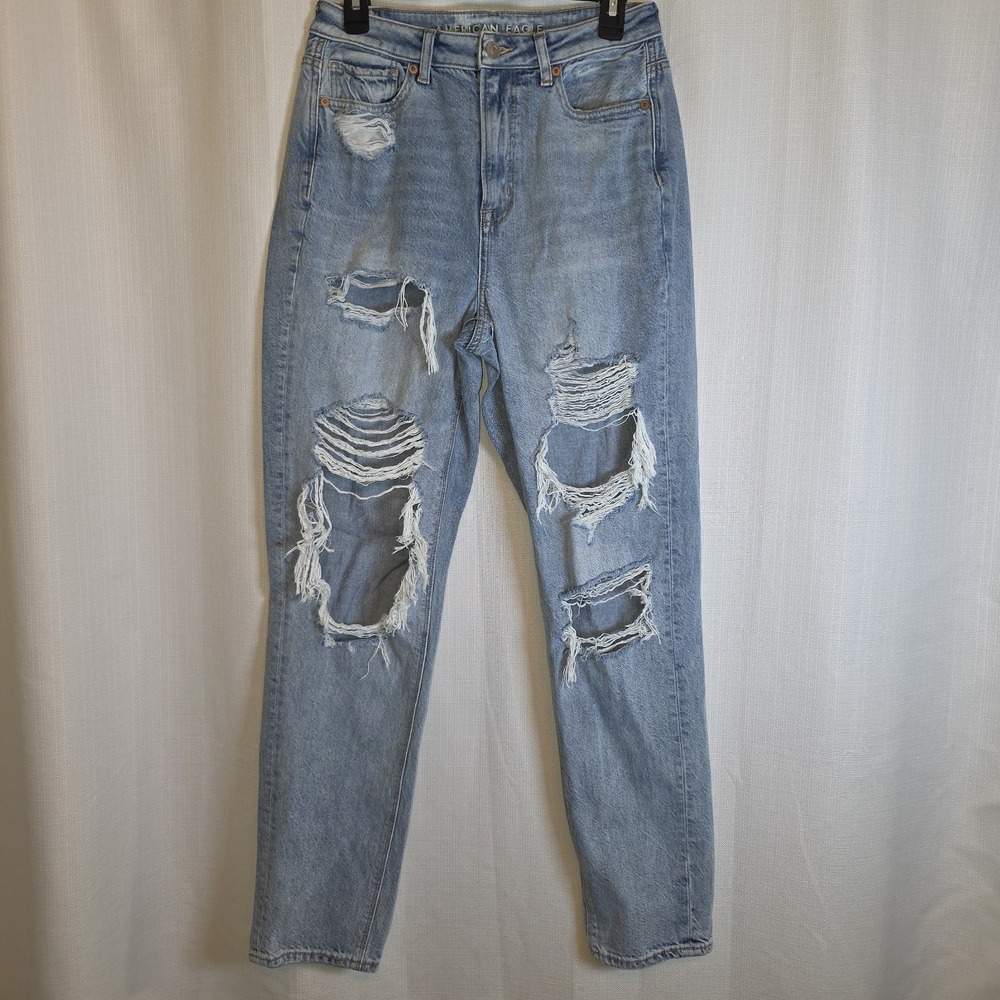 American Eagle Womens Highest Rise Mom Jeans Size 6 X-Long Denim Stretch
